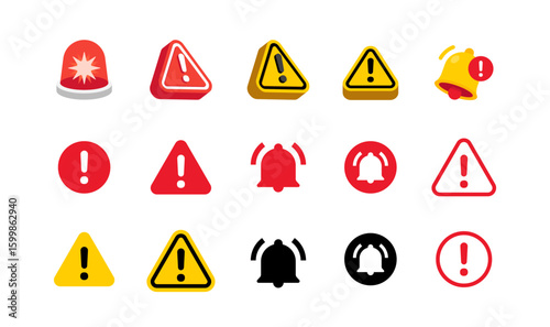 set of warning signs icons illustration