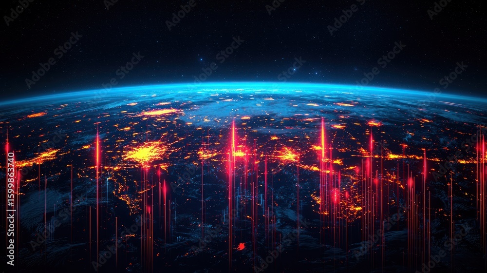 Fototapeta premium Global Network: A Digital Earth