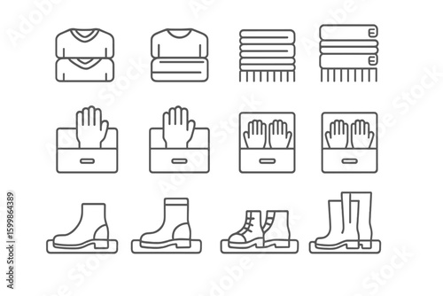Vector icon outline icons wardrobe minimal prompt symbol stroke set collection contour