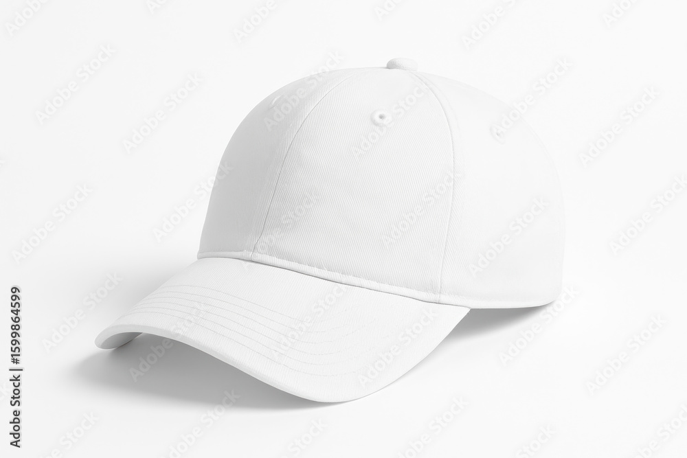 Fototapeta premium White baseball cap on white background.