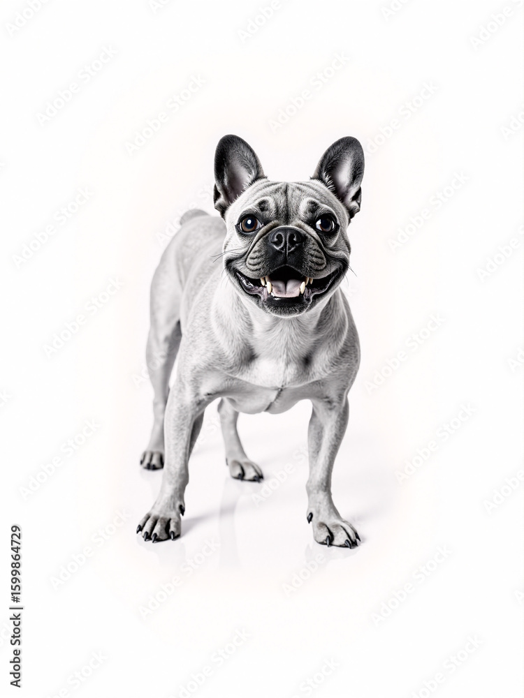 Obraz premium a black and white photograph of a French Bulldog