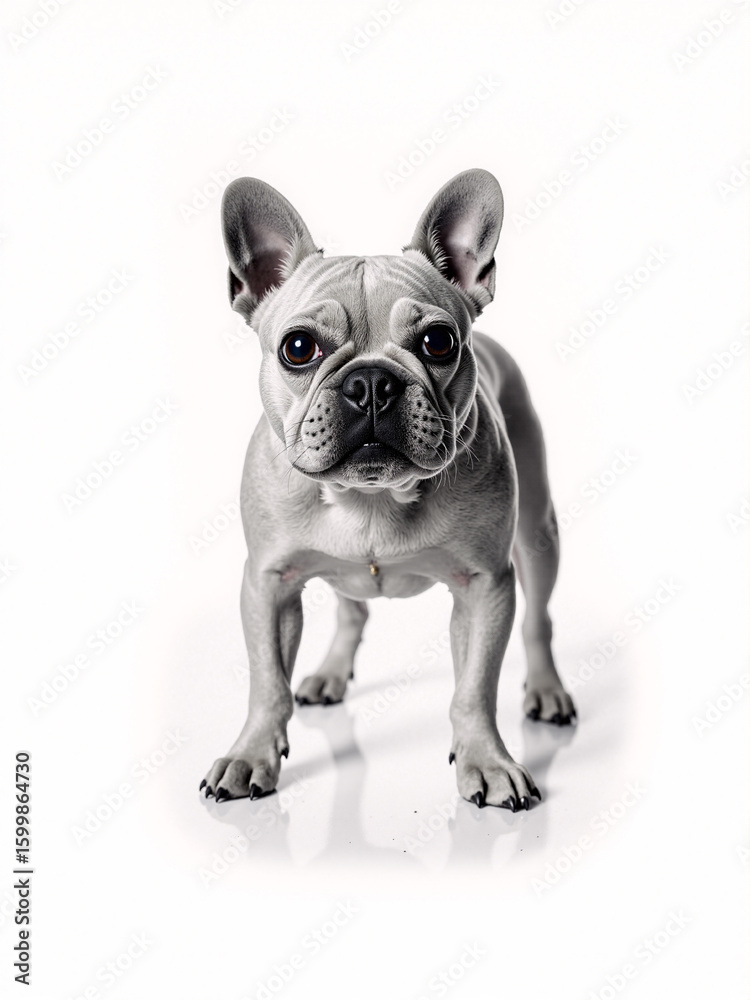 Fototapeta premium a black and white photograph of a French Bulldog