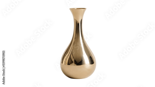 A polished brass vase crafted with eco-conscious design, white background --ar 16:9