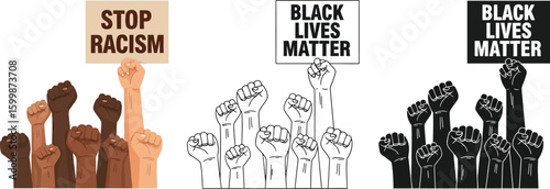 Black lives matter stop racism protest vector illustration design for social justice and equality rights vector