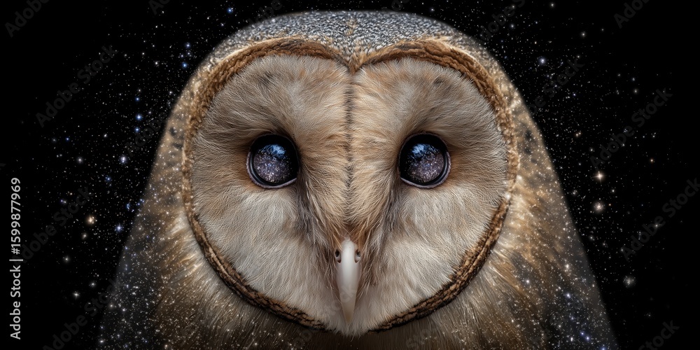 Obraz premium Cosmic owl staring into the universe