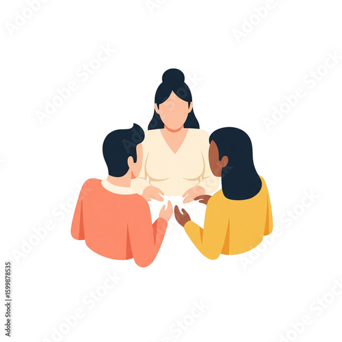 Stylized Diverse Team Collaboration and Discussion Icon