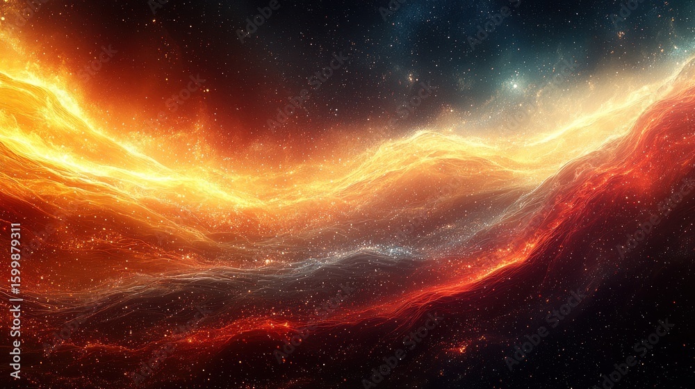 Obraz premium Fiery Nebula: A Cosmic Dance of Orange and Red
