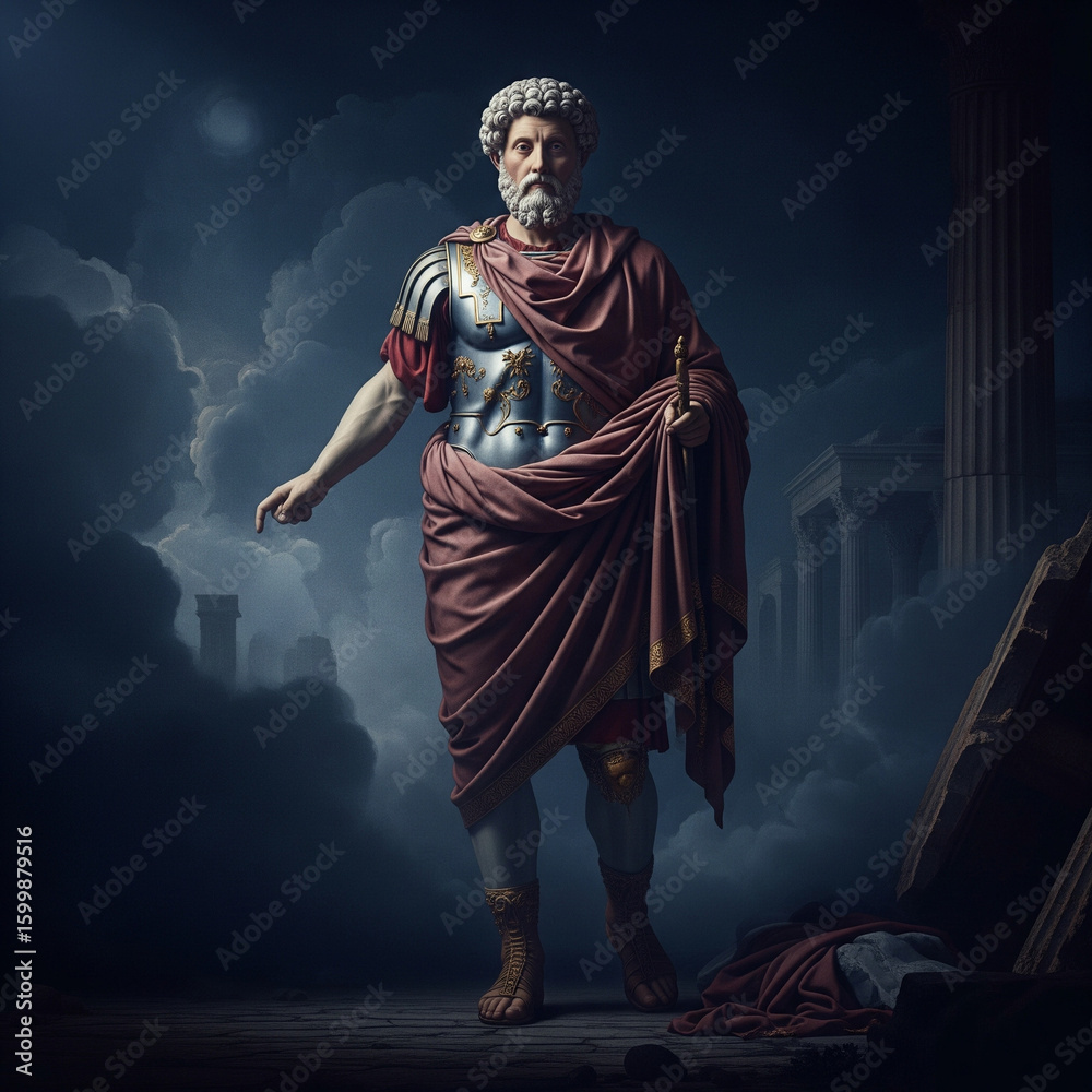 Fototapeta premium A Noble Ancient Roman Philosopher Amidst Divine Clouds