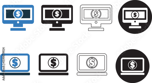 Computer, dollar, laptop, pay, saving icon