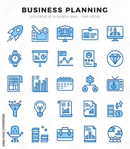 Set of Two Color Business Strategy Icons. Two Color art icon. Vector illustration