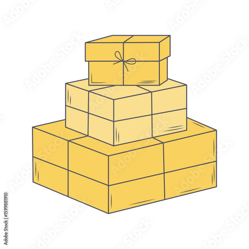 Set of cardboard boxes, stack of parcels. Delivery package. Vector illustration
