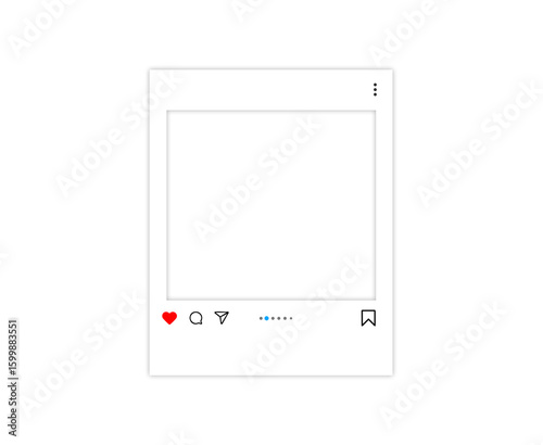 Blank social media instagram empty photo card frame,  Template mockup for design, . Post template, 