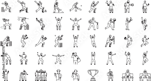 Cricketer Poses Icons