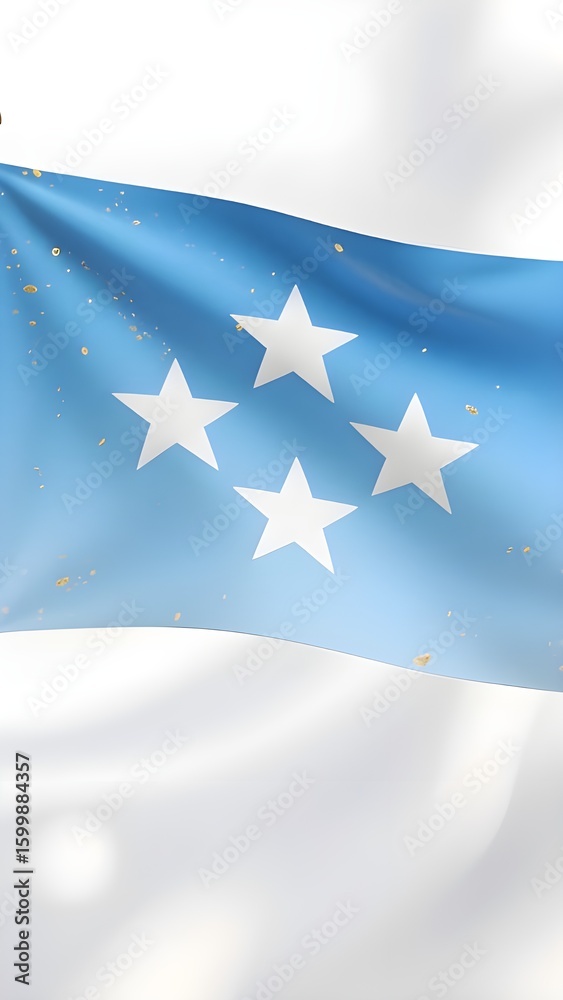 Obraz premium Official Flag series : Oceania - A vibrant vector illustration set of national flags and patriotic ribbons with a sprinkle of gold, featuring the waving flag of Federated States of Micronesia 002