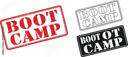 Boot camp training program vector design elements for fitness challenge and workout session graphic set