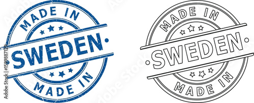 Made in sweden stamp vector illustration of grunge rubber seal for product label design use