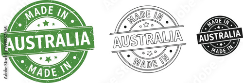 Made in australia stamp vector illustration, australia product label, australia origin seal design