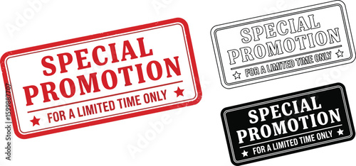 Special promotion sale discount offer limited time only vector graphic design element template