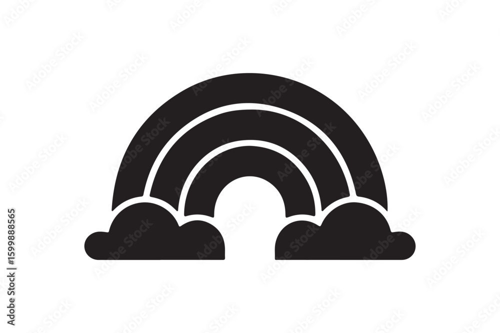 Fototapeta premium Simple Black Rainbow and Clouds Silhouette for Weather or Hope Symbolism