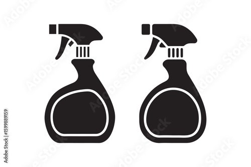 Black Spray Bottle Icon for Cleaning and Hair Care Products