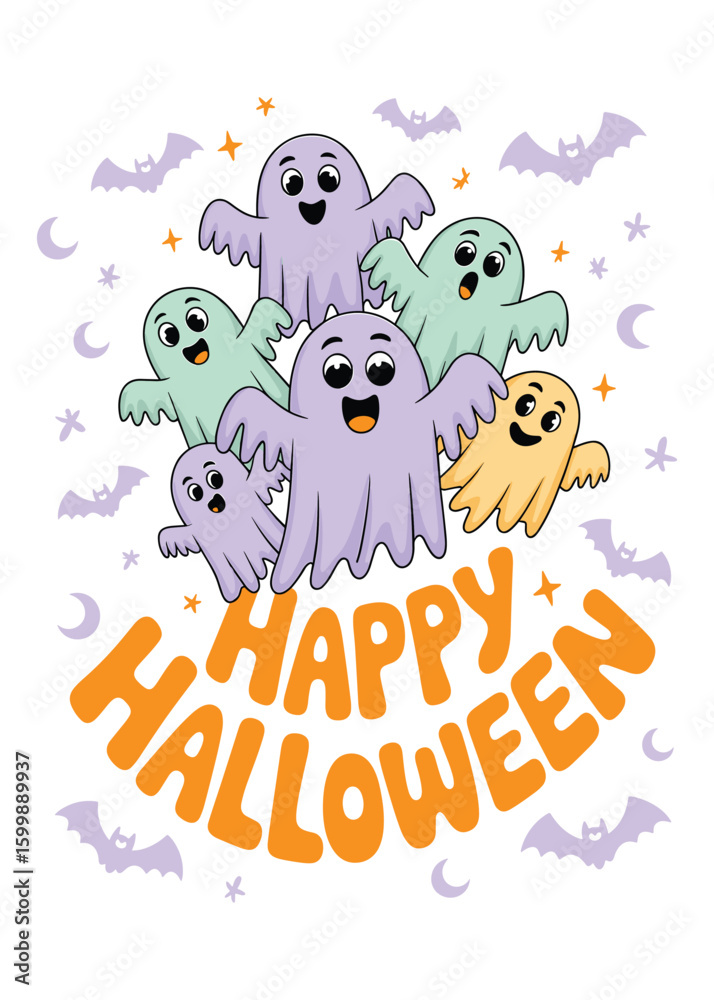 Obraz premium Typography T-Shirt Design On happy halloween Quote