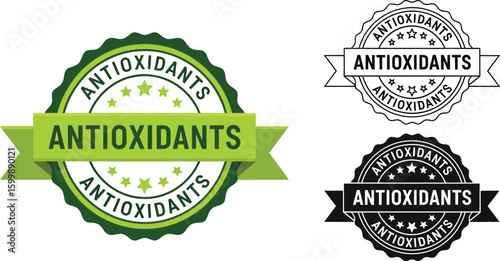 Antioxidants vector badge logo design template for healthy food and product label promotion use 95