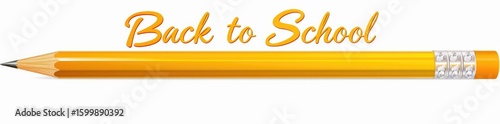 Back to School write on Yellow pencil on isolated white background