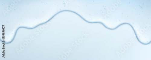 Transparent gel liquid drip flowing down, viscous cosmetic cream texture, smooth glossy substance with wavy stream pattern for skincare product, beauty serum moisturizer lotion advertising background.