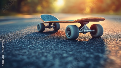 Sunset Skateboarding: A Longboard on the Asphalt