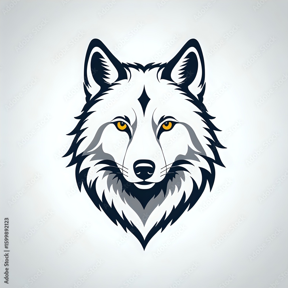 Fototapeta premium Majestic wolf head vector art. Esport mascot, team logo, or powerful symbol of wild nature and leadership.