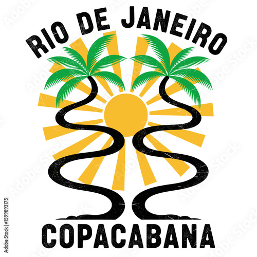 Copacabana beach vibes art. Palm tree artwork. Tropical paradise. Tropical vibes t shirt artwork. Amazing brasil. Rio de janeiro. Summer vibes artwork.