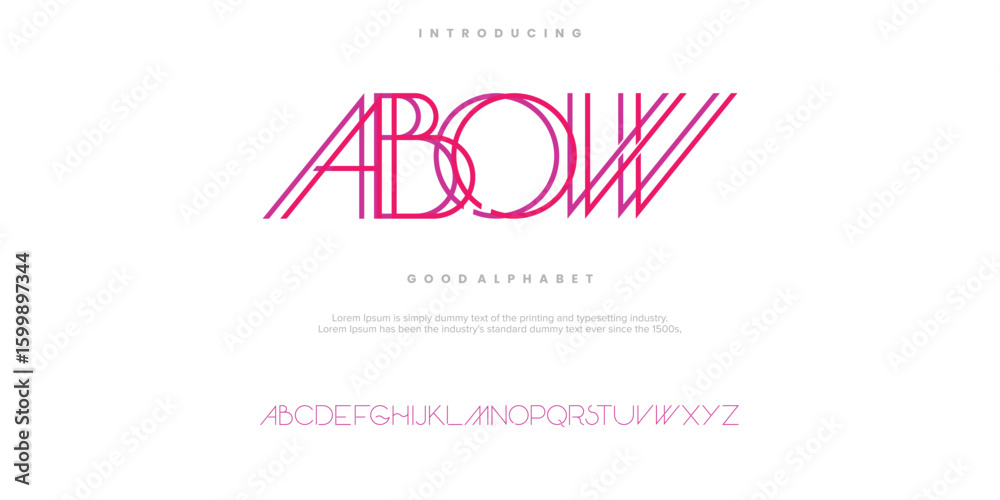 Obraz premium ABOW Abstract line minimal modern alphabet fonts. Typography technology vector illustration