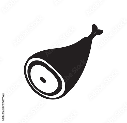 Silhouette of a cured ham hock, showcasing a cross-section revealing its texture.