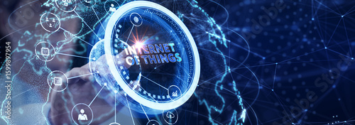 Internet of things - IOT concept. Businessman offer IOT products and solutions.