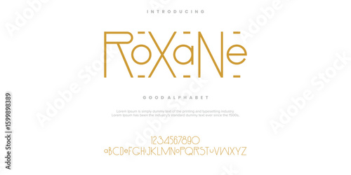 ROXANE Abstract line minimal modern alphabet fonts. Typography technology vector illustration