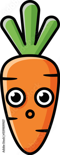 Cartoon carrot vector illustration with cute face for kids healthy food and vegetables learning 100 char vector