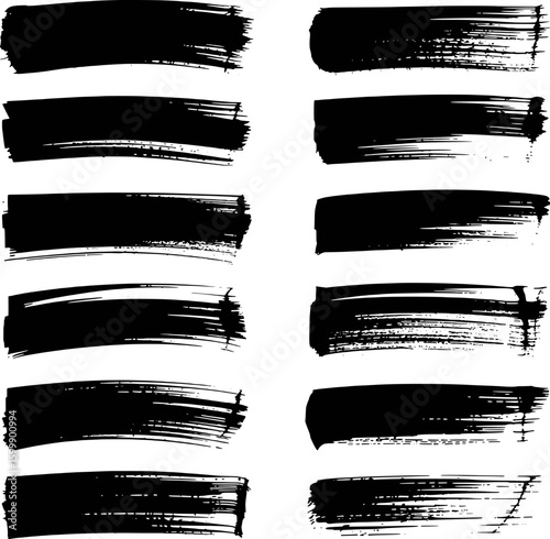 Black ink brush strokes on white background vector