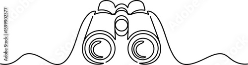 Black outline of binoculars with wavy lines optical viewing