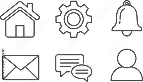Collection of basic user interface ui icons for web and mobile app design elements vector illustration vector