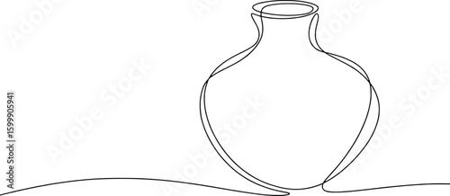 Elegant black vase outline with flowing base white ceramic