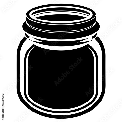 A stylized black and white illustration shows a glass jar with a screwon lid commonly used for storing food items
