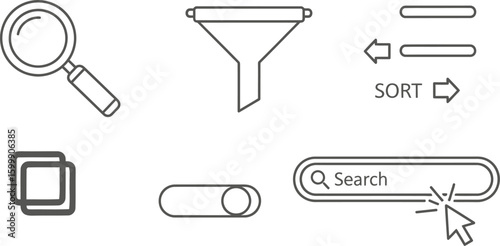Advanced search options vector illustration for web design and user interface elements design concept vector