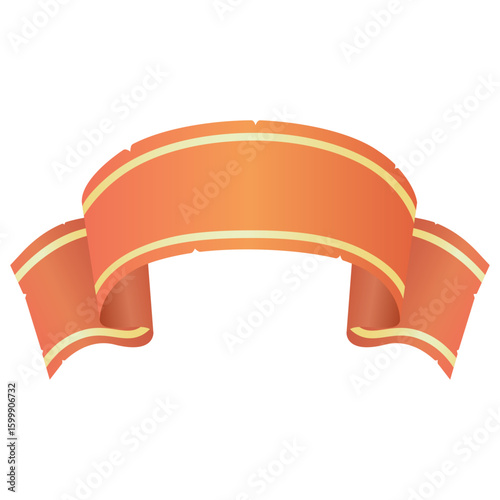 オレンジ色の古びたリボンのイラスト素材　ハロウィンカラー