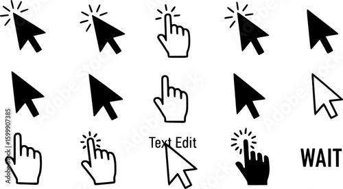 Cursor icons set and Computer curser vector icon Pointing sign Curser silhouette vector art of illustration