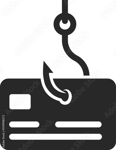 Phishing hook stealing credit card to show online fraud, identity theft, and financial cybercrime