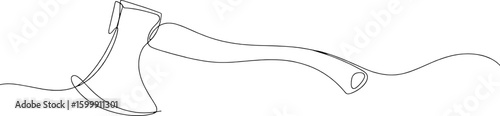 Single line drawing of an axe tool weapon