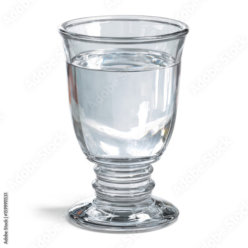 Elegant vintage-style glass goblet with pure still water