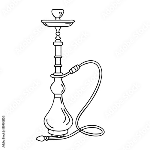 Outline Hookah in the doodle style 