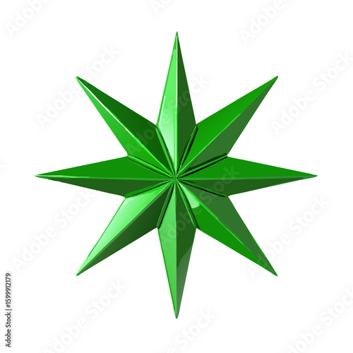 3d green metal star isolate 