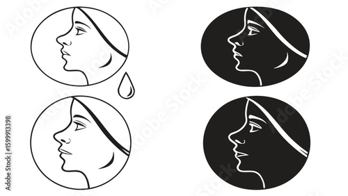 Facial Features: An artistic illustration of a woman's face in profile, displaying the elegance of the human form. It's a study in lines, light, and shadow, conveying emotion and detail.